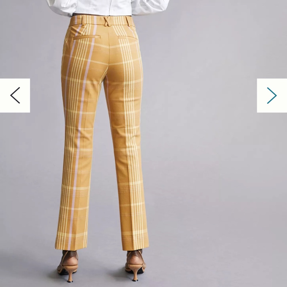 Anthropologie Maeve Kick-Flare Pants Orange Plaid 6 Small - Picture 4 of 12